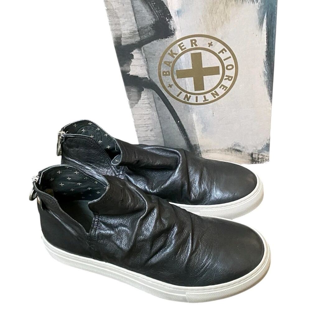 Fiorentini + Baker Bex V Sneaker Boots Womens 7 Leather Zip Black Shoes Italy